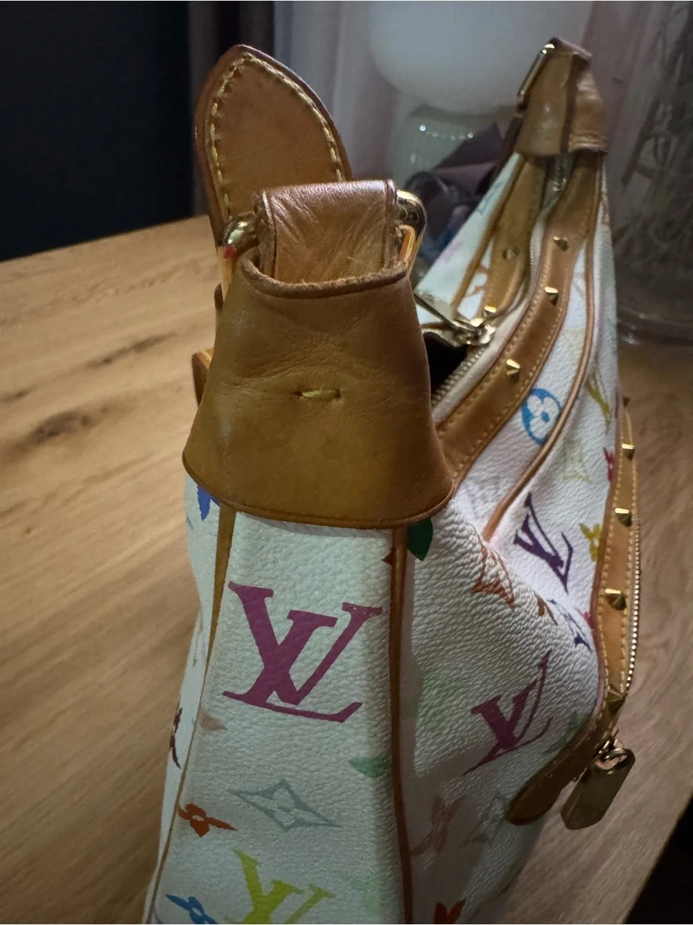 Louis Vuitton Multicolor Murakami Monogram White Canvas Shoulder Bag